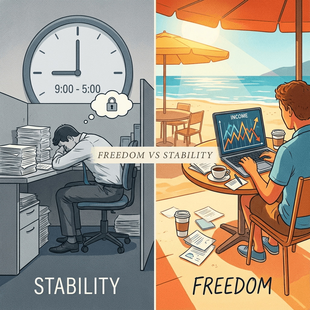 一人創業 vs 朝九晚五上班牛馬：自由的代價，你付得起嗎？